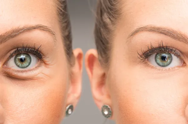 Comparação do olhar antes e depois da blefaroplastia